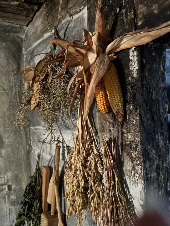 Getreide und Mais an den Wänden des alten Museums