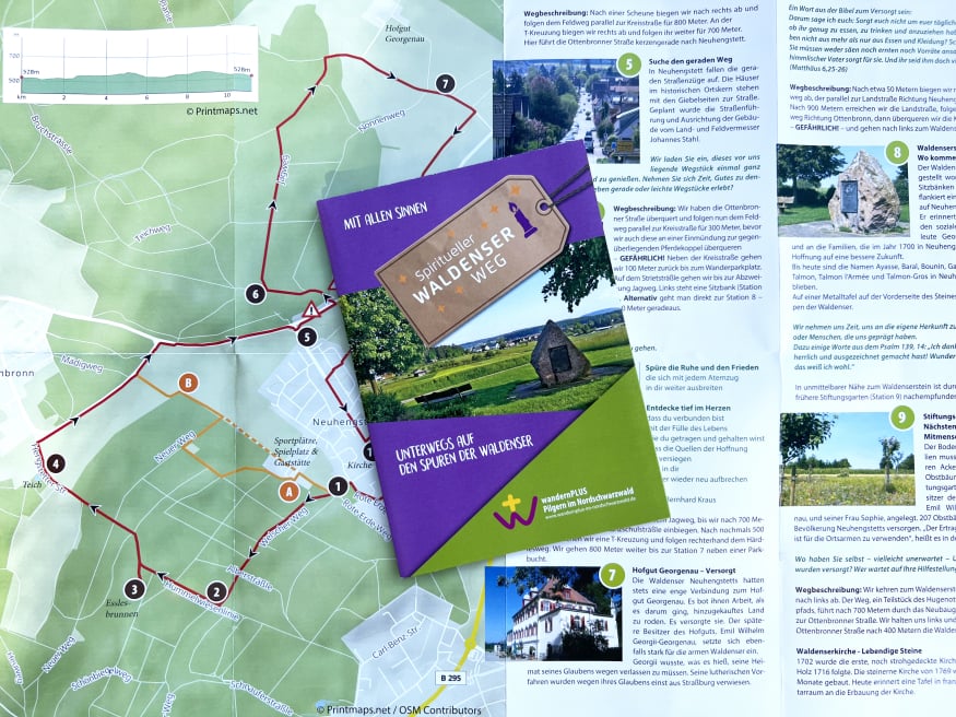 Flyer des Spirituellen Waldenserweges, offen und geschlossen